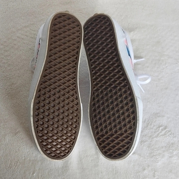 Handcrafted Colorful Doodles and Directions White Van's on white background - Picture 10 of 14